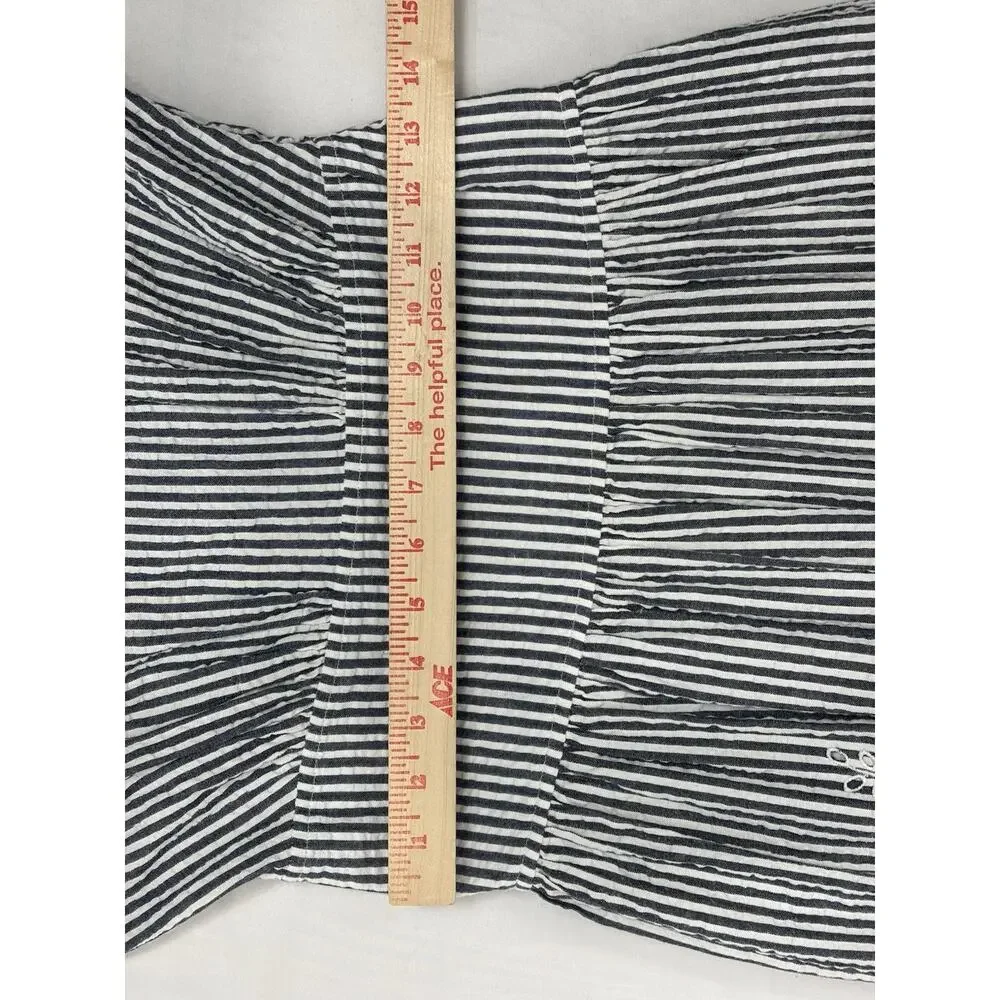 Tory Burch Eyelet Embroidered Seersucker Stripe Ruffles Midi Dress 0 $548